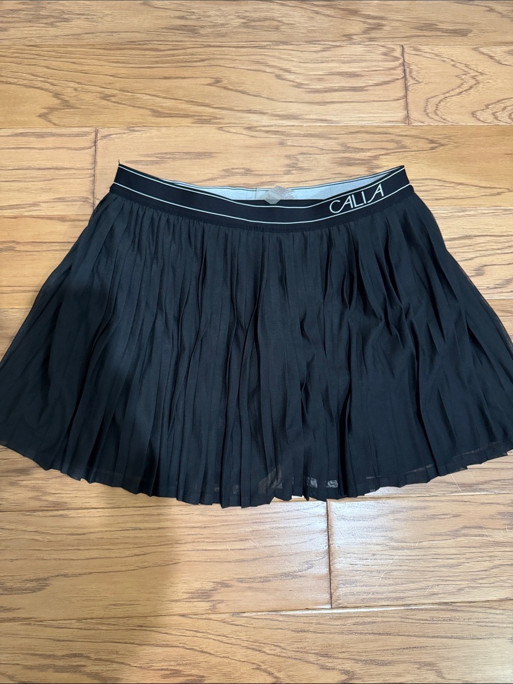Calia Black Power Mesh Pleated Skirt